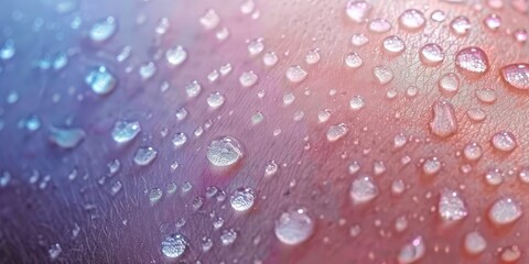 Wall Mural - Water Droplets on a Pink and Blue Surface