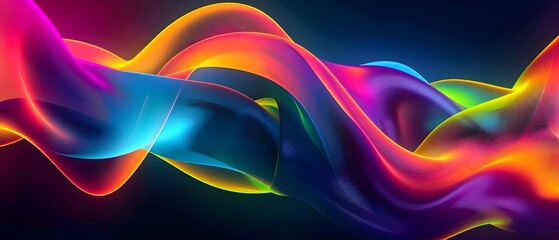 Poster - abstract background with colorful waves and a blurred effect.