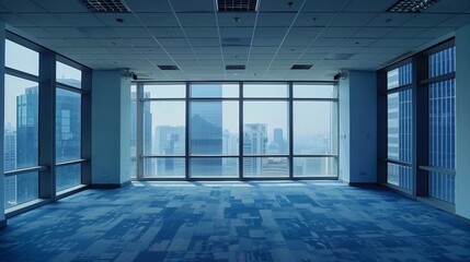 Canvas Print - Modern City Office with Skyline View