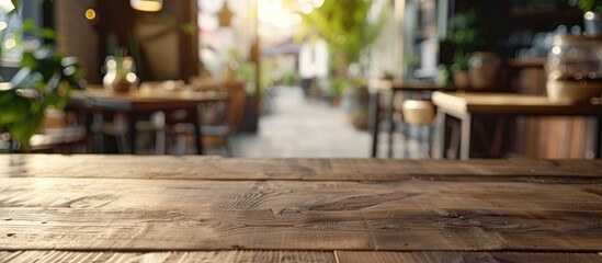Poster - Blurred perspective view of a cafe table with ample copy space image