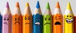 © vxnaghiyev - Colorful wooden pencils with expressive faces display various emotions in the copy space image