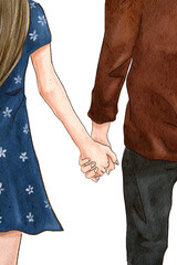 Poster - Couple holding hands png romantic Valentine’s illustration