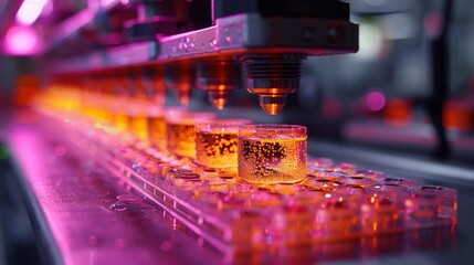 Poster - Researchers are employing advanced 3D bioprinting techniques in a laboratory setting to explore and replicate biological tissues for scientific studies.