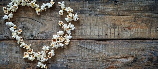 Aufkleber - Popcorn heart displayed on a wooden backdrop with copy space image