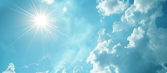 Sticker - Clear blue sky with white clouds adds beauty to a copy space image