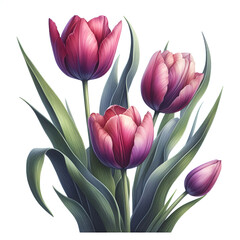 Wall Mural - bouquet of red tulips