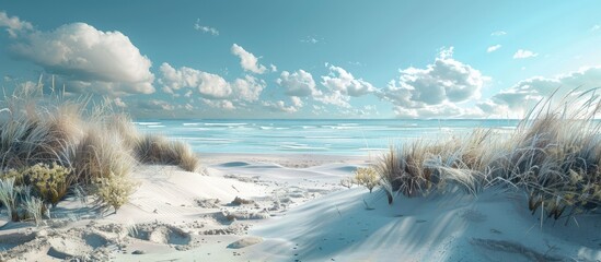 Aufkleber - Explore the sandy shores with a welcome to the beach featuring a stunning copy space image
