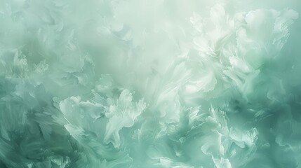 Wall Mural - Elegant abstract backdrop in mint green and white with textured brush strokes and light points