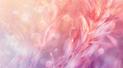 Poster - Pastel coral and lavender background with shimmering patterns and soft floral shapes