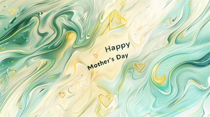 Wall Mural - Smooth yellow and mint background with Happy Mother's Day text