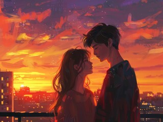 Poster - couple kissing at sunset