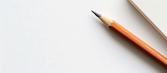 Aufkleber - A wooden pencil and notepad displayed on a white background with copy space image