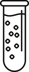 Poster - simple line icon of a test tube containing liquid and molecules, representing chemical analysis and 