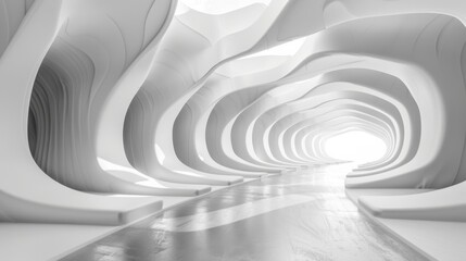 Canvas Print - Futuristic White Abstract Tunnel