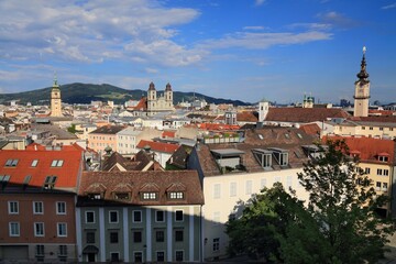 Wall Mural - Summer view of Linz, Austria