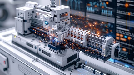 Poster - An infographic depicting the process and applications of automated manufacturing.