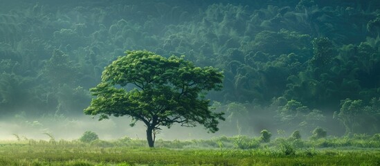 Leinwandbilder - The tree appears stunning with a bright beautiful look in the morning after rain perfect for a copy space image