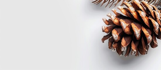 Canvas Print - White background with pine cone creating copy space image