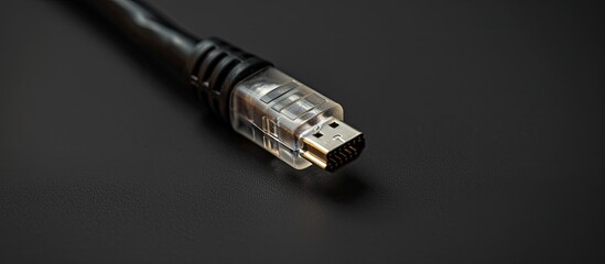 Poster - Ethernet connector with optical fiber displayed on a black background providing ample copy space image