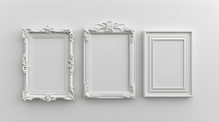 ornate white picture frame on white wall