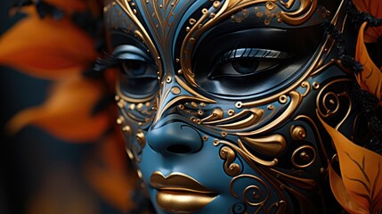 Sticker - Mysterious Persona: Close-Up of Eye in an Ornate Black Masquerade Mask  