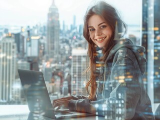 Wall Mural - woman with laptop