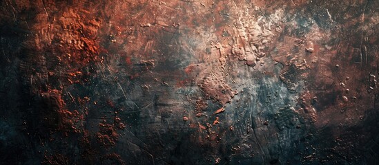 Poster - Close up copy space image of a contemporary dark and textured grunge wall ideal for backdrops or wallpapers with a modern and futuristic appearance