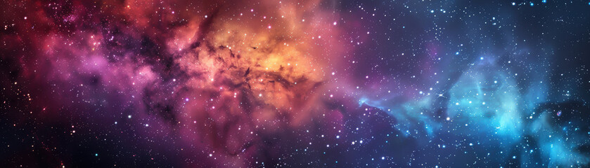 Wall Mural - a breathtaking view of a colorful nebula in outer space, showcasing vibrant hues, stars, and cosmic 