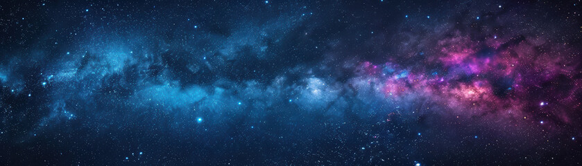 Wall Mural - stunning panoramic night sky view of the milky way galaxy, filled with stars, nebulae, and vibrant c