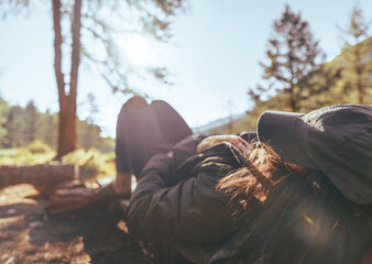 Poster - person relaxing on the camping