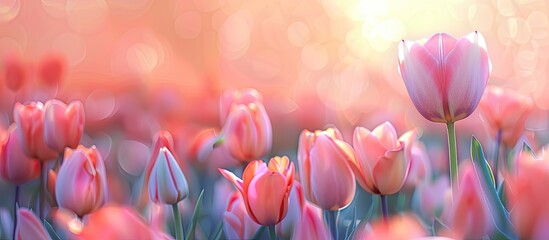Poster - Beautiful tulip flower in full bloom with copy space image