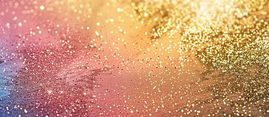 Poster - Top view of a gold glitter smudge on a colored background perfect for Christmas designs complete with copy space image High quality photograph