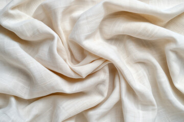 Poster - Soft, beige textile fabric with subtle patterns, elegantly draped and folded, showcasing delicate textures and gentle, flowing lines.