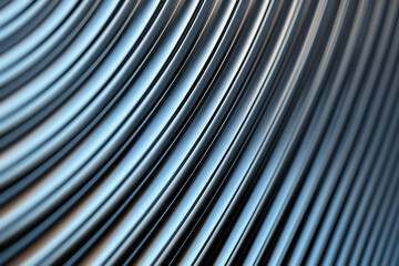Poster - close-up image of smooth, curved metallic pipes forming an abstract pattern with a shiny, reflective