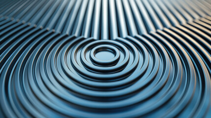 Poster - Abstract close-up of converging circular patterns with a metallic finish, creating a rippled and radiant visual effect.