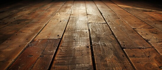 Rustic grungy floor with an antique wooden panel in an isolated setting with an empty composition perfect for copy space image