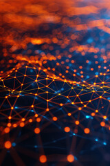 Poster - a vibrant digital illustration of interconnected points and lines, creating a dynamic network patter
