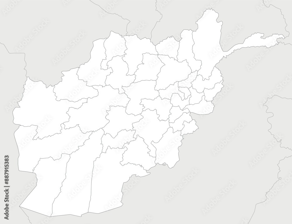 Vektor Vector regional blank map of Afghanistan with provinces and ...
