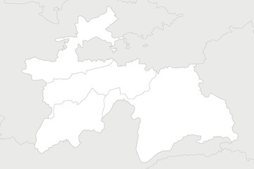 Naklejka na meble Vector regional blank map of Tajikistan with provinces and administrative divisions, and neighbouring countries and territories. Editable and clearly labeled layers.
