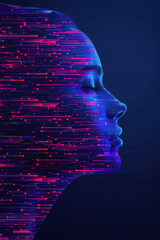 Poster - Digital abstract side profile of a person with futuristic data visualization. Innovative technology and modern art concept.