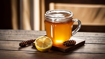 Poster -  Refreshing summer beverage with lemon and honey