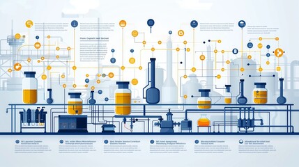 Poster - An infographic illustrating the detailed workflow of a chemical production process.