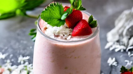 Poster -  Refreshing summer delight with a twist of strawberry and mint