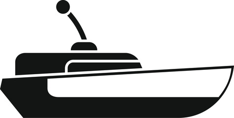 Poster - Black and white silhouette of a motor yacht sailing on the water