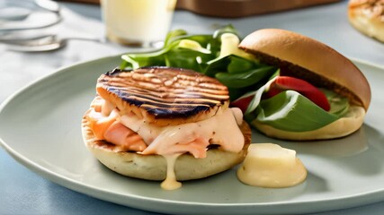 Wall Mural -  Delicious gourmet burger with a twist served on a stylish plate