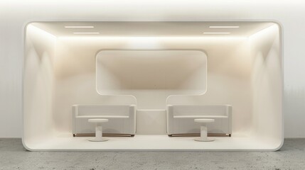 Poster - A sleek, modern blank booth system with clean lines and a minimalist design, set against a neutral background for a sophisticated look. 