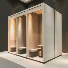 Poster - A sleek, modern blank booth system with clean lines and a minimalist design, set against a neutral background for a sophisticated look. 