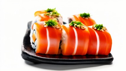 Canvas Print -  Deliciously prepared sushi roll ready to be savored