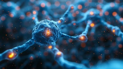 Poster - A microscopic image of a neuron, highlighting its intricate structure and the importance of understanding its function.