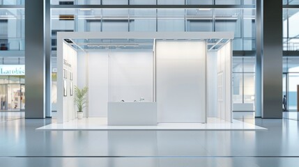 Poster - A blank booth system with modular panels in a 3D render. The design offers flexibility for customizing and displaying online graphic resources.